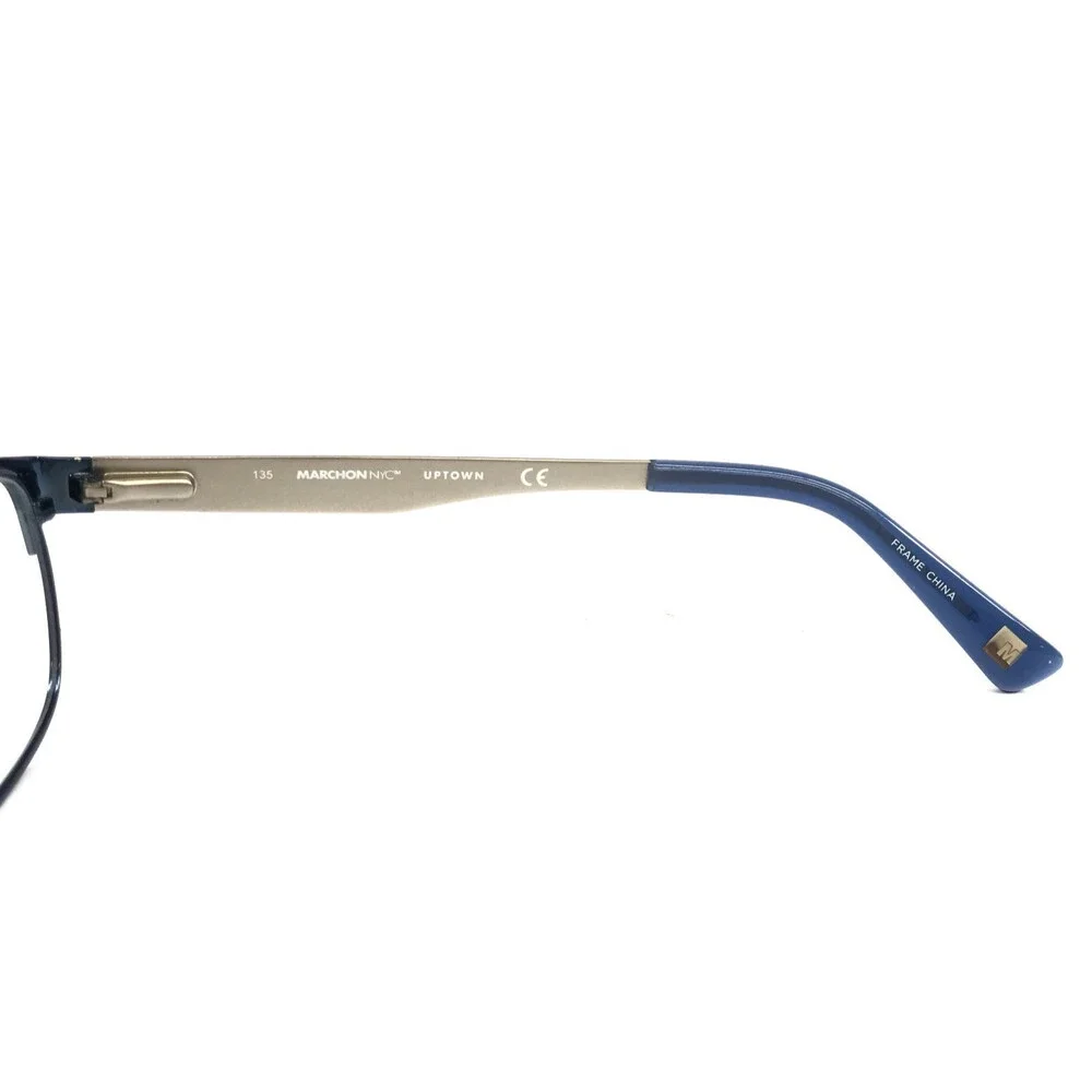 Marchon NYC Petite Eyeglasses Frames ROSEN 412 Blue Silver Rectangle 50-16-135